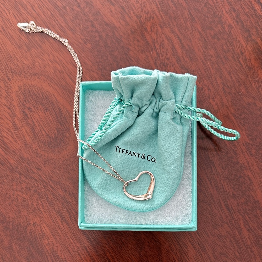 Tiffany & Co. Elsa Peretti Sterling Silver Open Heart Necklace